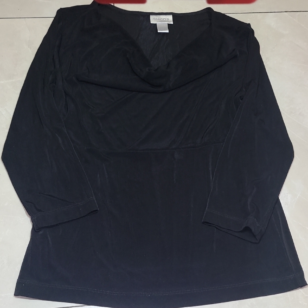 Chico's Traveler Elegant Black Cowl Neck Top